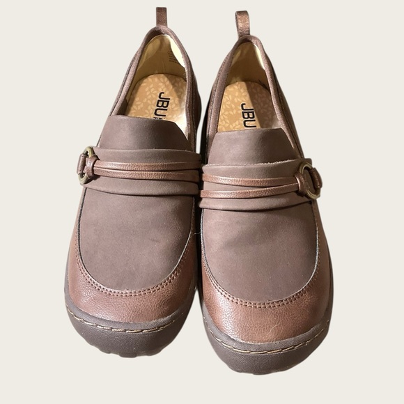 JBU Women's Phoebe Slip On Brown Leather Flats Moccasin-Style Loafers Size 8M - Picture 1 of 12